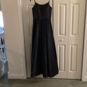 JJs House black A-Line Neckline Floor Length Satin Prom Dresses
